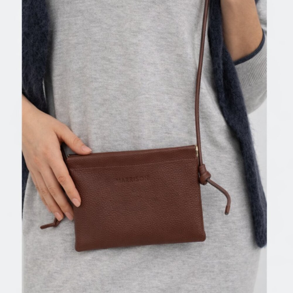 NWT Mus & BomBon Harrison Mini Leather Crossbody Bag Brown Marron